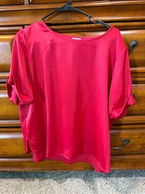 Daniel Cremieux Bright Red Boatneck Short Sleeve Blouse